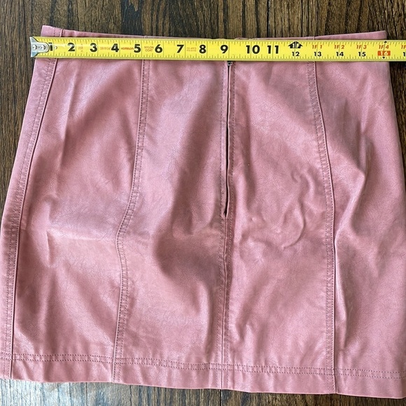 Free People Pink Faux Leather Mini Skirt - Picture 7 of 11